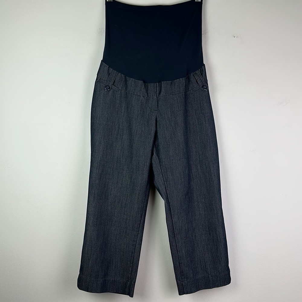 Motherhood Maternity Cropped Straight Leg Dress Pants Navy Full Panel Stretchy M